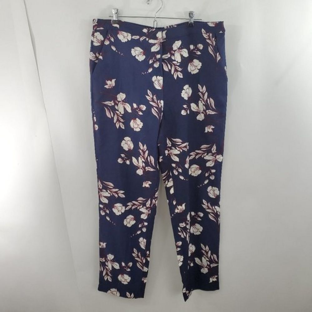 Vila Clothing Pants 44‎ XL Floral Blue Pink Trouser